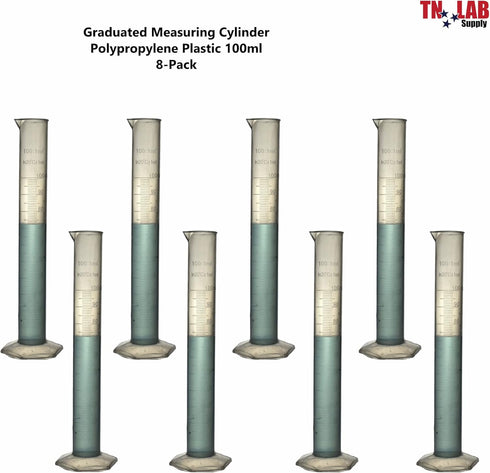 TN Lab 8-Pack Graduated Measuring Cylinder, 100ml Polypropylene