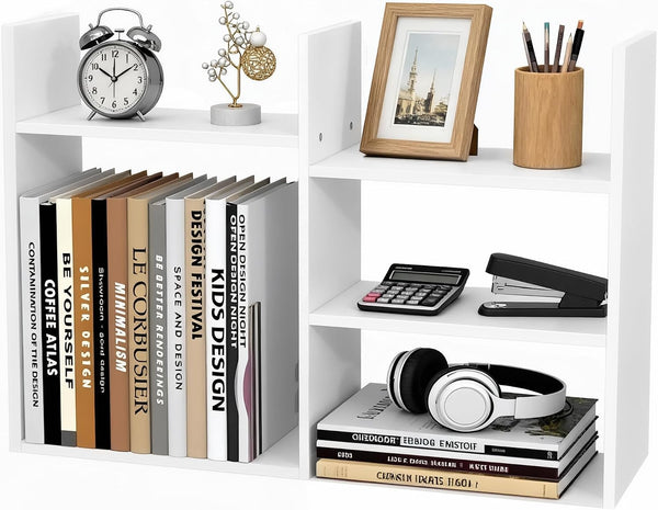 Desktop Shelf Organizer for Top of Desk - Wood Desk Hutch for