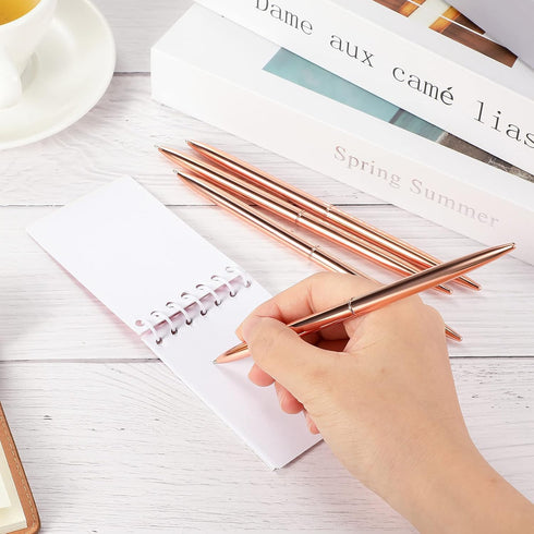 Outus 30 Pcs Rose Gold Ballpoint Pens, Slim Metallic Retractable Lightweight Pens Set for Wedding Guest Book Gift
