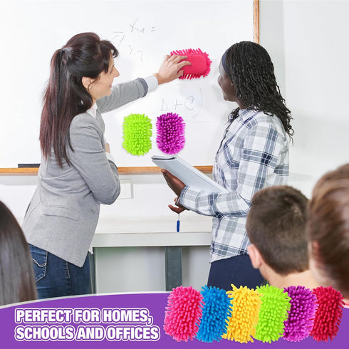 Sherr 24 Pcs Magnetic Whiteboard Eraser, Microfiber Washable Erasers for Classroom, Home, Office, Rainbow Colors