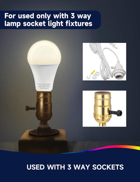 3 Way Light Bulbs, 3 Way LED Bulbs 30 70 100W Equivalent, Natural White 4000K A19 E26 Medium Base, 2 Pack for Lamps