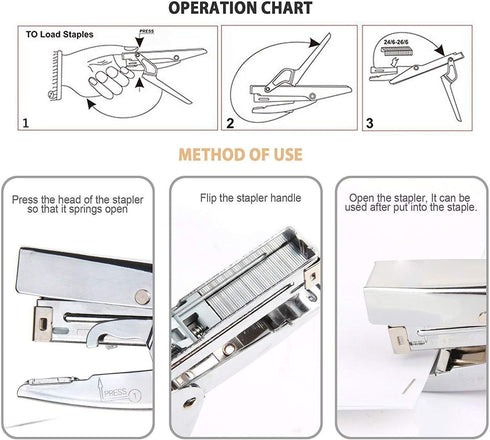 ONDY Heavy Duty Plier Stapler, Hand Held 20-Sheet Stapler with 1000 Staples and Staple Remover Tool, Silver