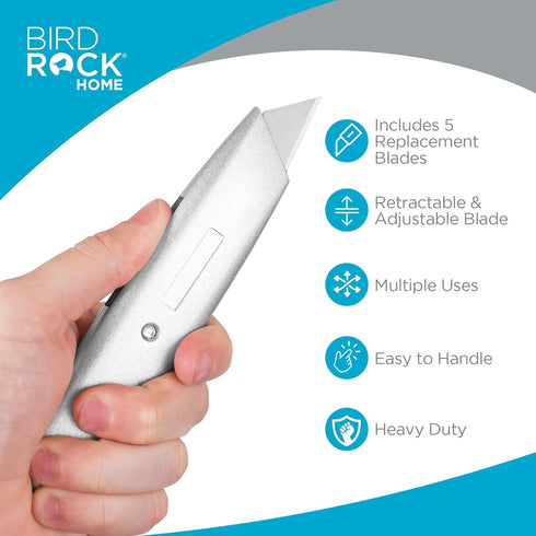 INTERNET'S BEST Premium Utility Knife Set - Retractable Box Cutter with Metal Handle & Extra Blades