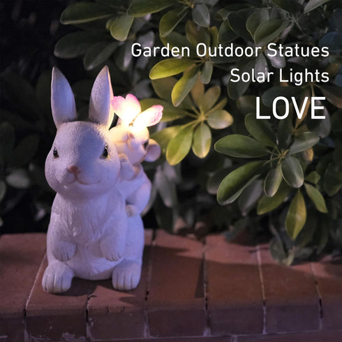 CORIETTA Mothers Day Gifts, Solar Garden Statues Rabbit with Solar Lights, Mother & Baby Bunny Figurine with Butterfly