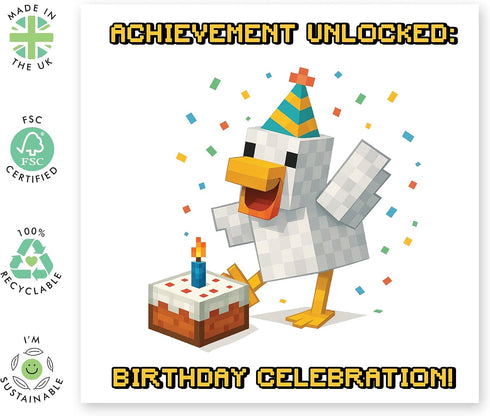 Gamer Chicken Birthday Card Hilarious Hen with Controller Fun Greeting for Teens, Boyfriend, Brother, Son, Gamer