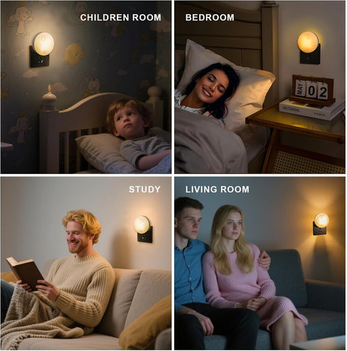 Dimmable 3 Moon Night Light Plug in Wall, LED Lunar Lamp with Color Lighting & Timer, Decorative Wall Night Light