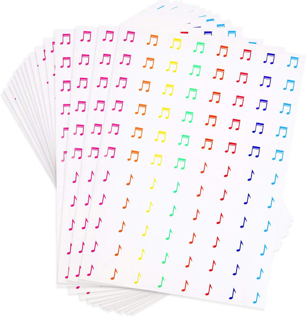 Outus 1760 Pieces Colorful Music Notes Stickers for Kids, 20 Sheets Musical Label Cartoon Stickers for Scrapbooking