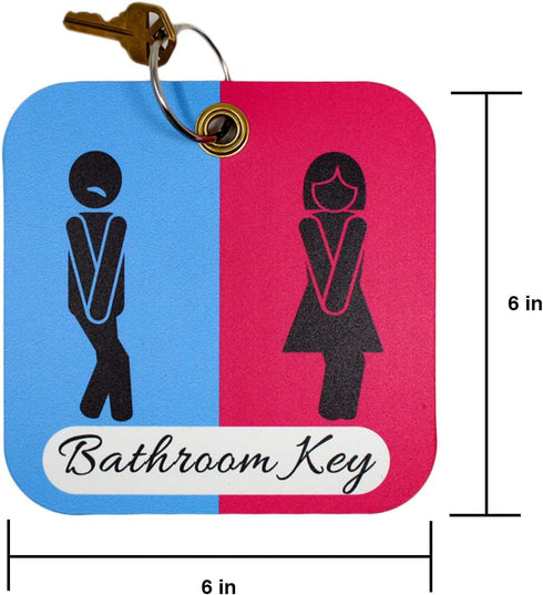 Zelica Funny Bathroom Pass - Unisex Office Restroom Key Tag Holder with Keychain Ring for School, Office, and More