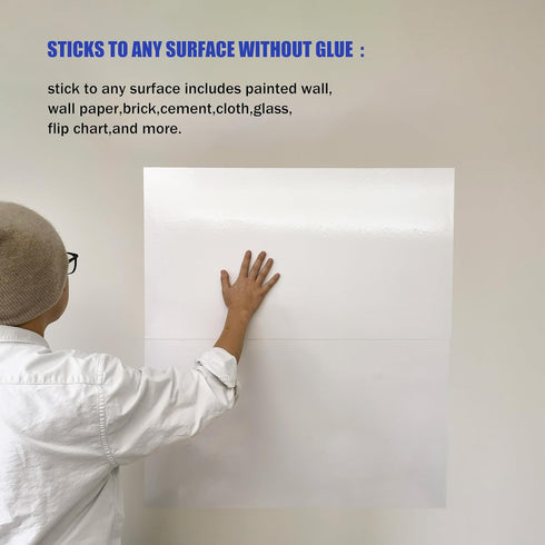 Static Whiteboard Wallpaper Roll - Portable Restickable Dry Erase White Board Wall Paper (16.5X196 in.) for Home