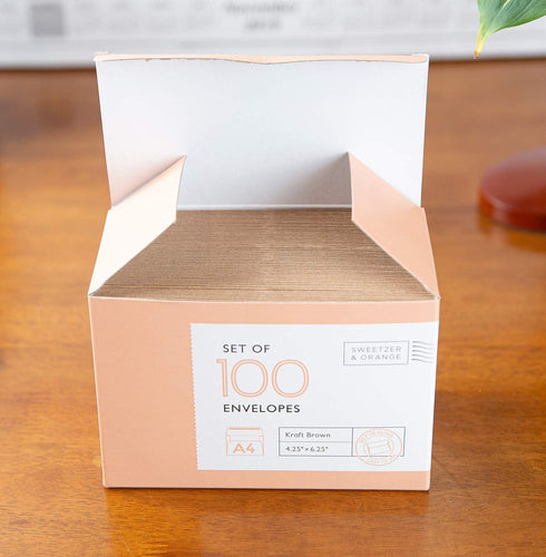 Sweetzer & Orange A4 Brown Envelopes Self Seal - 100x Kraft Mailing Envelopes 4x6 (4.25 x 6.25 in.) for Invitations