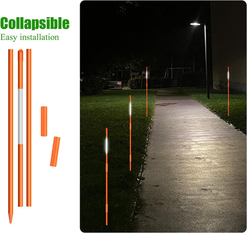 AHKUNMT 20Pcs Markers,4Ft (20, Driveway Driveway Reflective Poles, Orange Fiberglass Snow Stakes with Reflective Tape