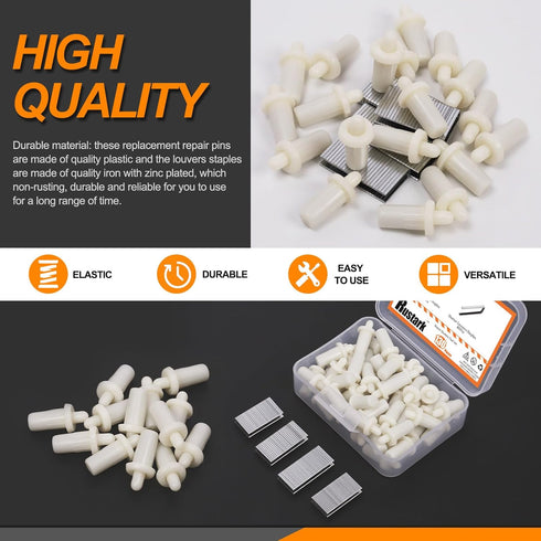 130Pcs Professional Plantation Shutter Repair Kit, 50Pcs Spring Loaded Shutter Pins and 80Pcs Tilt Rod Louvers