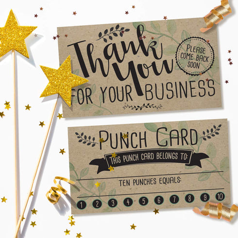 Punch Cards for Loyalty Rewards – Set of 50 Blank Vouchers for Small Business, Coffee Shop, Salon Promotions