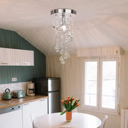 D8"x H15.8" Modern Crystal Chandelier Elegant Spiral Flush Mount Chandelier Modern Raindrop Crystal Ball Chandeliers