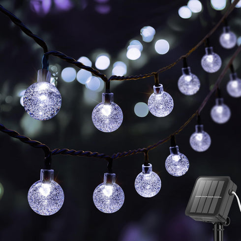 Metaku Solar String Lights for Outside, 36FT 60 LED Crystal Globe String