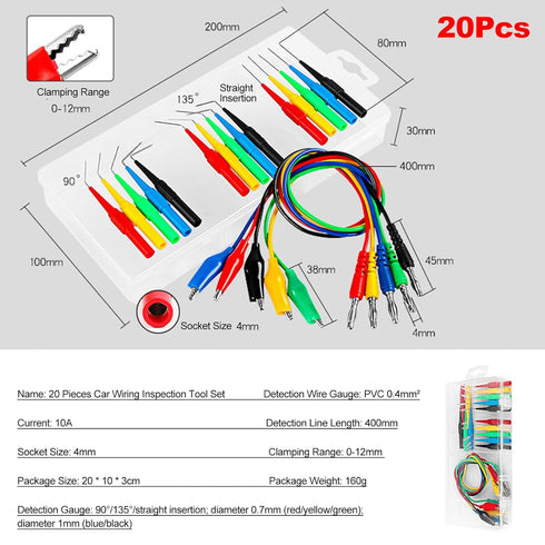 Zoeyilan 25PCS (20 Automotive Test Circuit Leads Kit, Multi Function Auto Diagnostic Tools, Multimeter Test Leads Kit