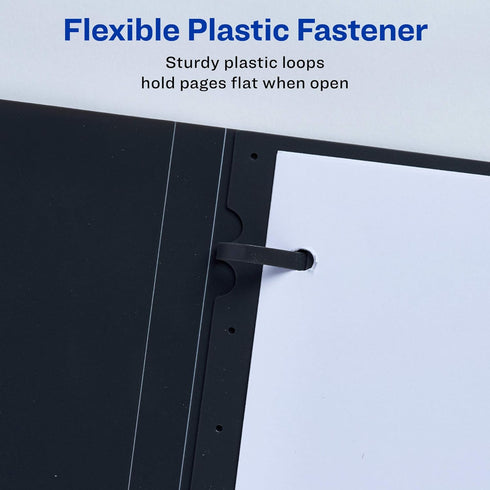 Avery Lay Flat Report Cover with 3 Plastic Fasteners, Clear Front Window, Holds up to 50 Sheets, 3 Gray Covers (47781)