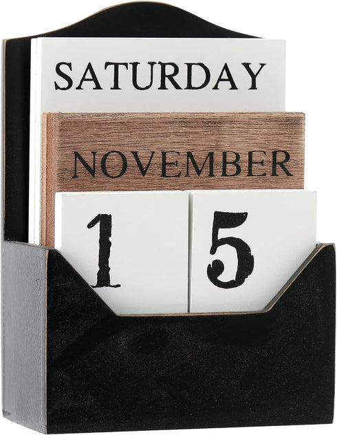 Perpetual Calendar Wooden Blocks Calendar for Home Valentines Day Gift Decor Office