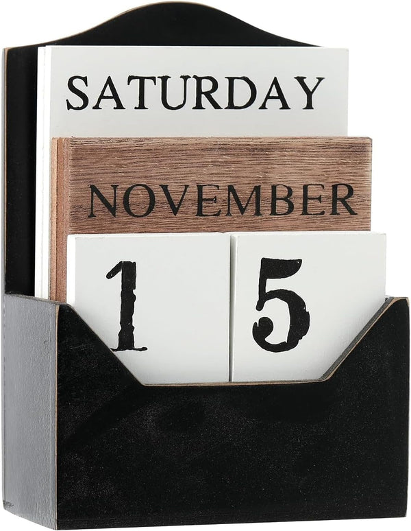 Perpetual Calendar Wooden Blocks Calendar for Home Valentines Day Gift Decor Office