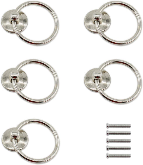Kitchen Cabinet Handles, Metal Drawer Rings Pulls, Single Hole Cabinet Hardware with Installation Screws
