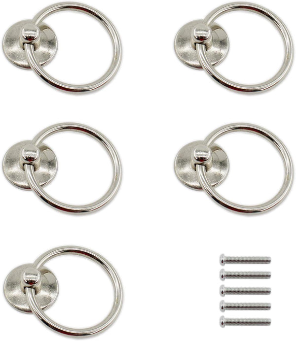 Kitchen Cabinet Handles, Metal Drawer Rings Pulls, Single Hole Cabinet Hardware with Installation Screws