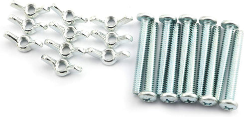 10pcs Galvanized Carbon Steel Screw Bolts with Wing Nut Kit - 1/4 Inch Mounting Hardware Fitting Fastenings
