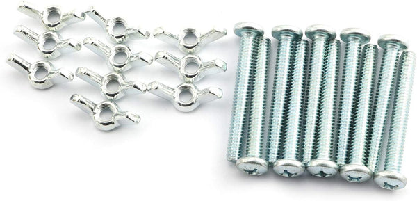 10pcs Galvanized Carbon Steel Screw Bolts with Wing Nut Kit - 1/4 Inch Mounting Hardware Fitting Fastenings