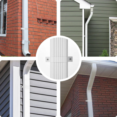 Downspout Straps 2x3 and Wall Bracket, Downspout Fasteners White (2 Pack)