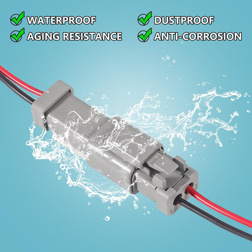 AITRIP 6 Kit 2Pin Way Electrical Wire Connector, 2Way DT Automotive Waterproof Male Female Plug