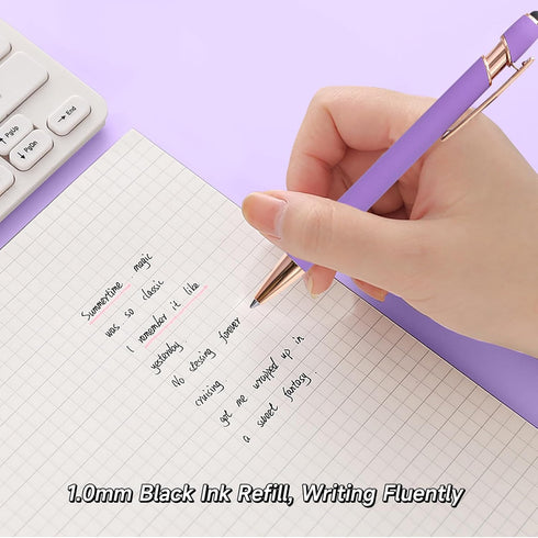 Personalized 6 Pcs Purple Ballpoint Pens, 1.0mm Medium Point Black Ink for Journaling, Office, School Supplies Gifts