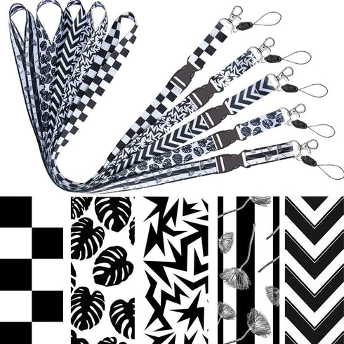 YOUOWO Black White Cruise Lanyards with Retractable Badge Reel for Office ID Badges Holder, Quick Release Neck Lanyard