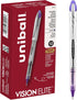 uniball Vision Elite Roller Ball Pen, Stick, Bold 0.8 Mm, Purple Ink, White/Purple Barrel