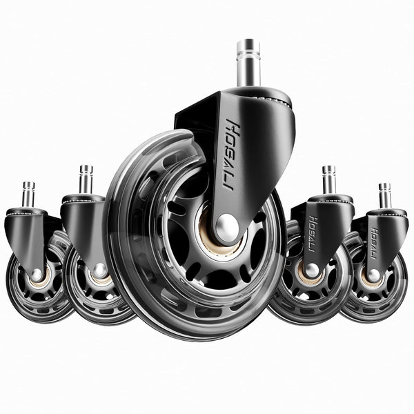 Office Rubber Chair Casters Replacement, Set of 5, 3 Inch Heavy-Duty Caster Wheels for Smooth Rolling on All Floors