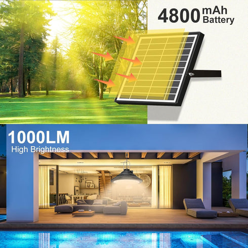 IP66 3 Dimmable Lixada Solar Powered Pendant Lamp Outdoor Waterproof Hanging Lights with Remote Controller Garage Light