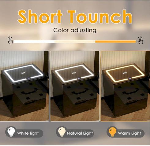 LICAEVEY 3 2 LED Strip Light with Touch Control, Colors Wireless Charging Night Stand Light with USB Ports, for Bedside