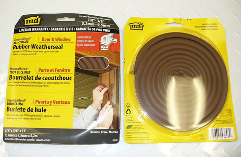 M-D Building Products 43848 All-Climate Thermalblend Weatherseal, Wave Profile, 17 Feet, Brown