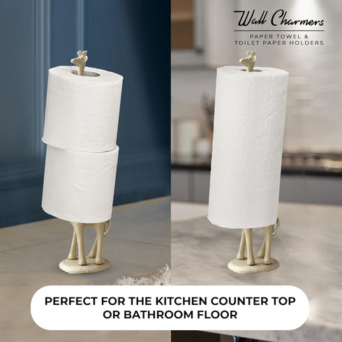 Countertop, WallCharmers Gold Paper Towel Holder, Metal Toilet or Kitchen Paper Holder for Floor or Gold Giraffe