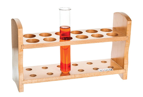 EISCO Wooden Test Tube Rack, Accommodates 12 Tubes up to 28mm, 10.25" Wide, Beech Wood