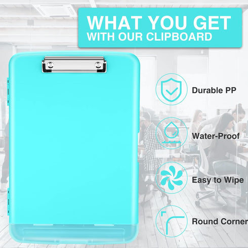 Sooez Clipboards with Storage, Heavy Duty 8.5x11 Nursing Clipboard Folder with Pen Holder for Office