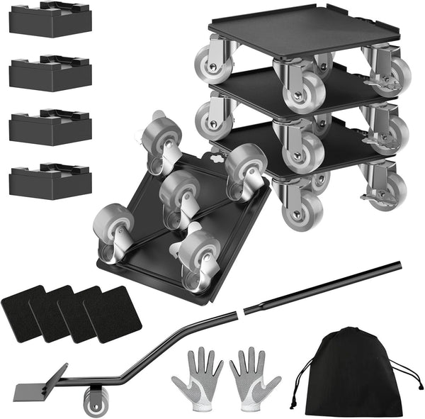 LOYAL TIGER 2000LBS Heavy Duty Furniture Dolly & Mover - 6.4" Carbon