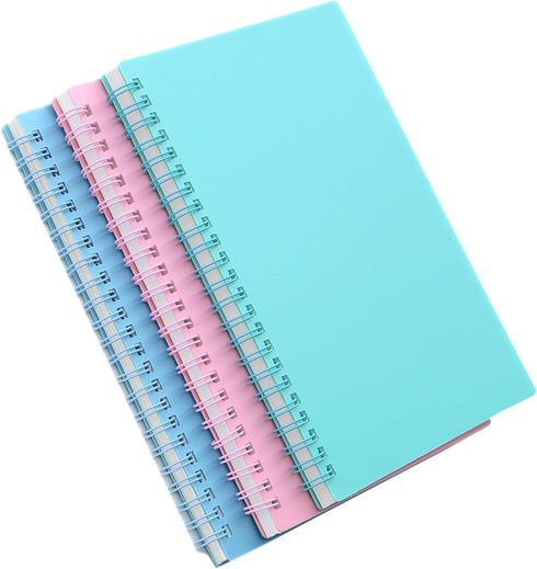Yansanido 6 Pcs A5 Spiral Notebook, Thick Plastic Hardcover, 8mm Ruled, 80 Sheets - 160 Pages in 6 Colors