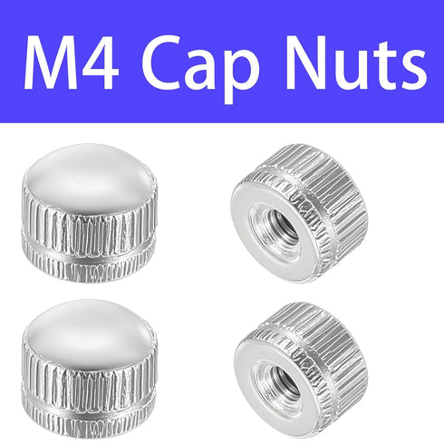 HOKIMEEN M4 0.25 inch 0.35 inch 8 Packs Screw Caps for Light Fixtures, Metal Threaded Cap Nuts, in Height x