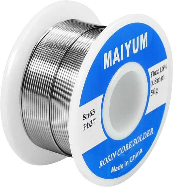 63-37 Tin Lead Rosin Core Solder Wire, 0.8mm 50g for Electrical Soldering