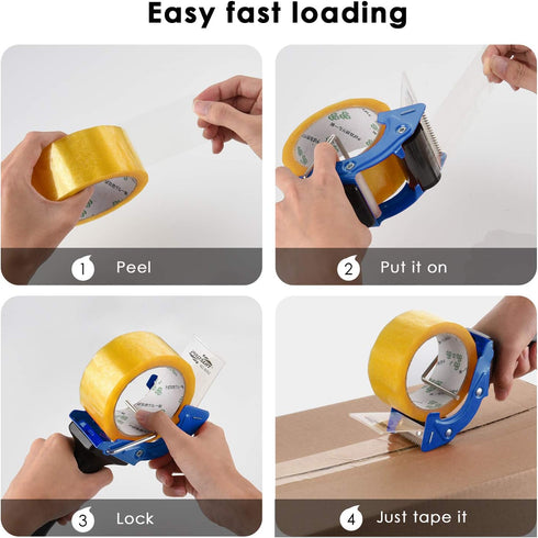 Fast Reload 2 Inch Tape Gun Dispenser Packing Sealing Cutter - Blue