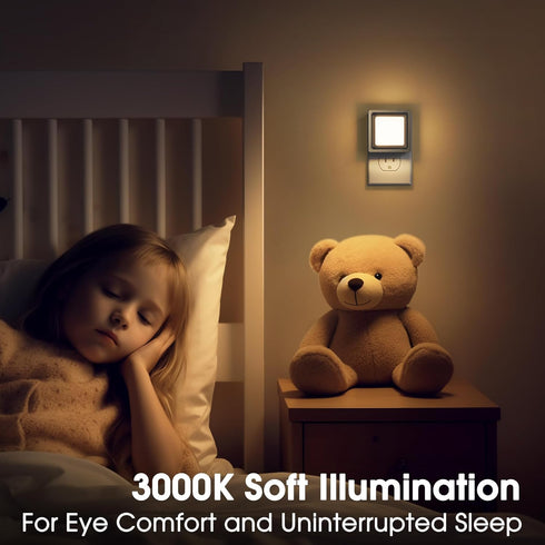 2Pack, Dimmable 3000K, 1W, Briignite Night Light, Night Lights Plug into Wall, Dusk to Dawn Sensor Night Light