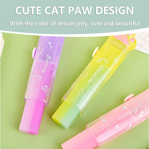 Retractable Pencil Eraser, Cute Gradient Jelly Eraser, 4Pcs Suitable for School Home Office Supplies