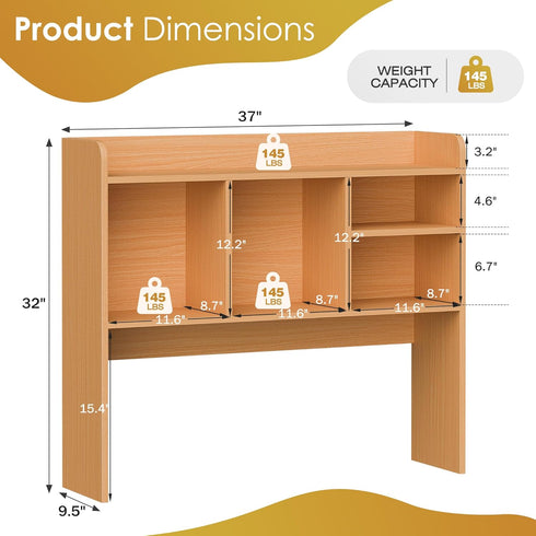 6 Shelves3-Tier Nova Microdermabrasion Wooden Desktop Bookshelf with Desk Organizer Hutch for Computer Desk, Home