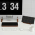 Desktop Black Glass Dry Erase Board with Wood Organizers for Small Office Supplies, Drawer Included