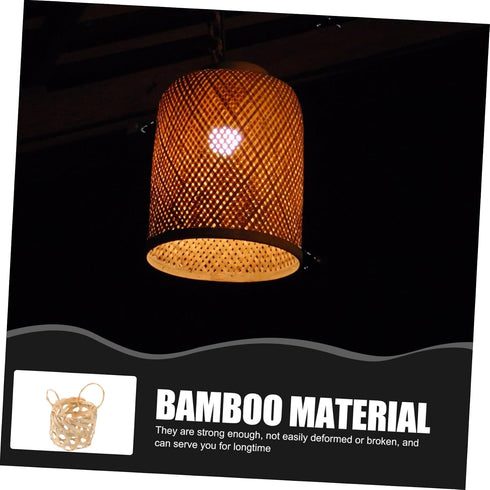 2pcs Mikinona Bamboo Lampshade for Table Lamp Woven Lampshades Rustic Style Small for Hanging