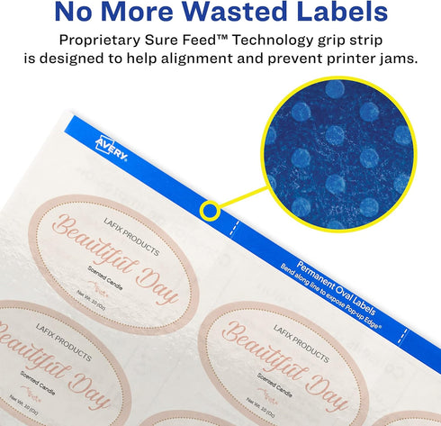 Avery Printable Blank Oval Labels, 1.5" x 2.5", Glossy Crystal Clear, 180 Customizable Labels